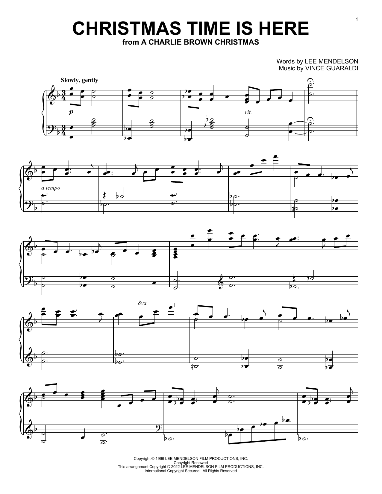 Vince Guaraldi Christmas Time Is Here (from A Charlie Brown Christmas) sheet music notes and chords arranged for Vocal Duet