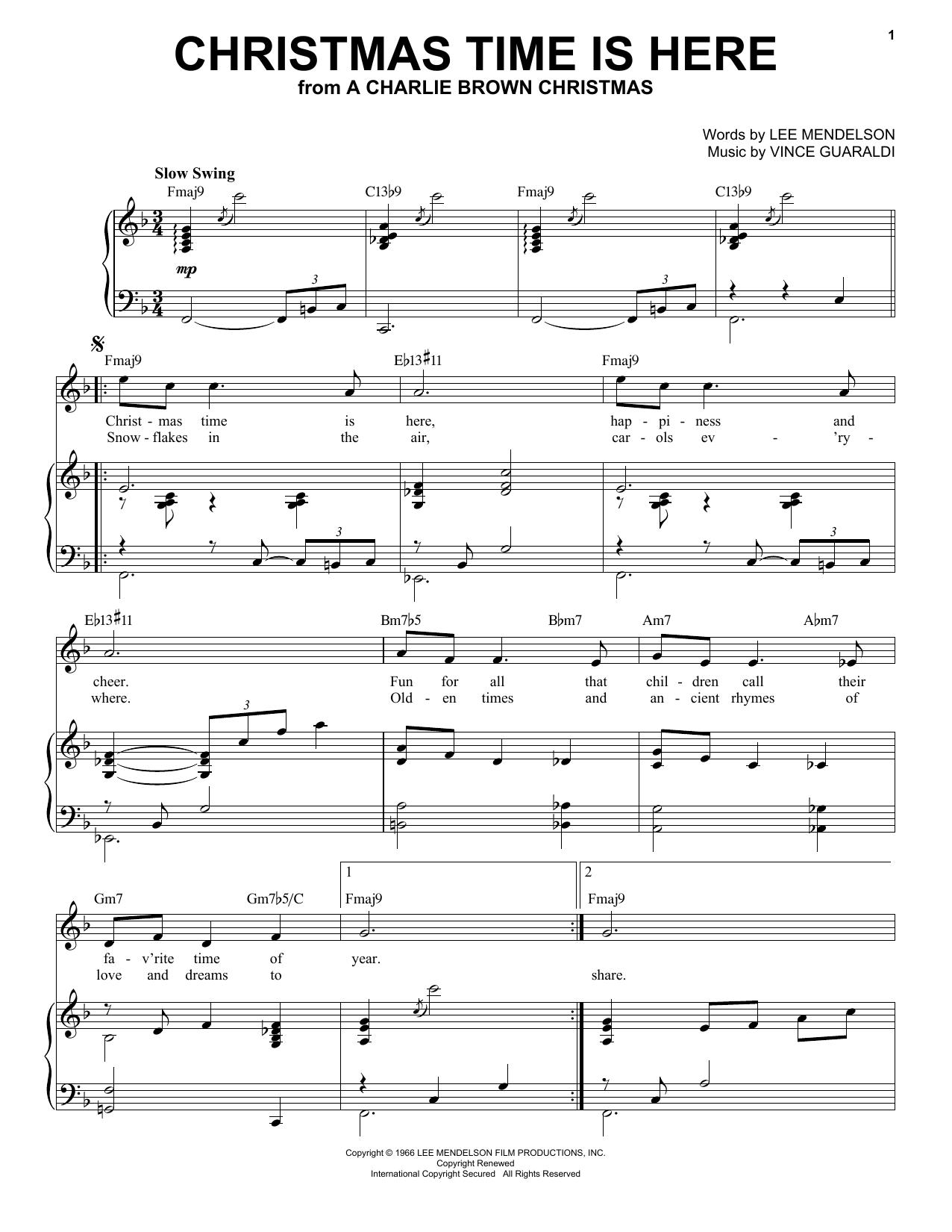 Vince Guaraldi Christmas Time Is Here [Jazz version] (arr. Brent Edstrom) sheet music notes and chords arranged for Piano Solo
