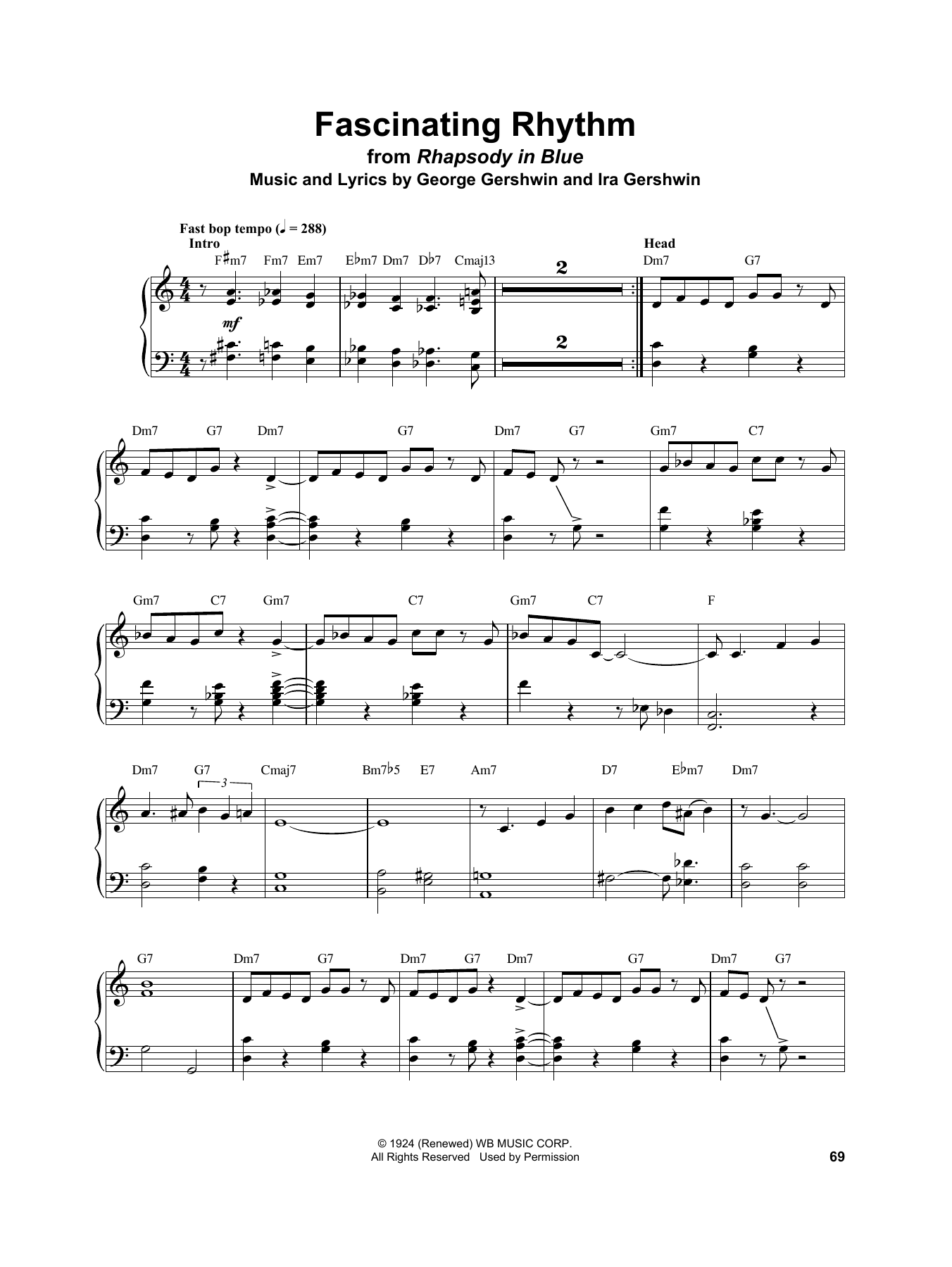 Vince Guaraldi Fascinating Rhythm sheet music notes and chords arranged for Piano Transcription