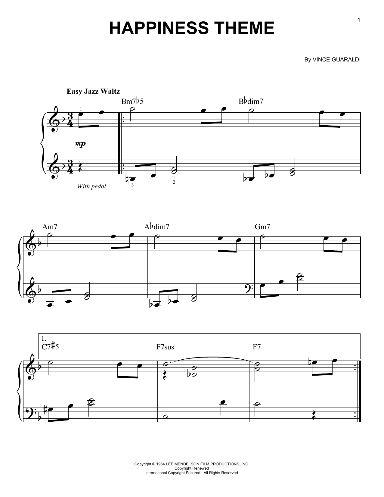 Vince Guaraldi Happiness Theme sheet music notes and chords arranged for Ukulele