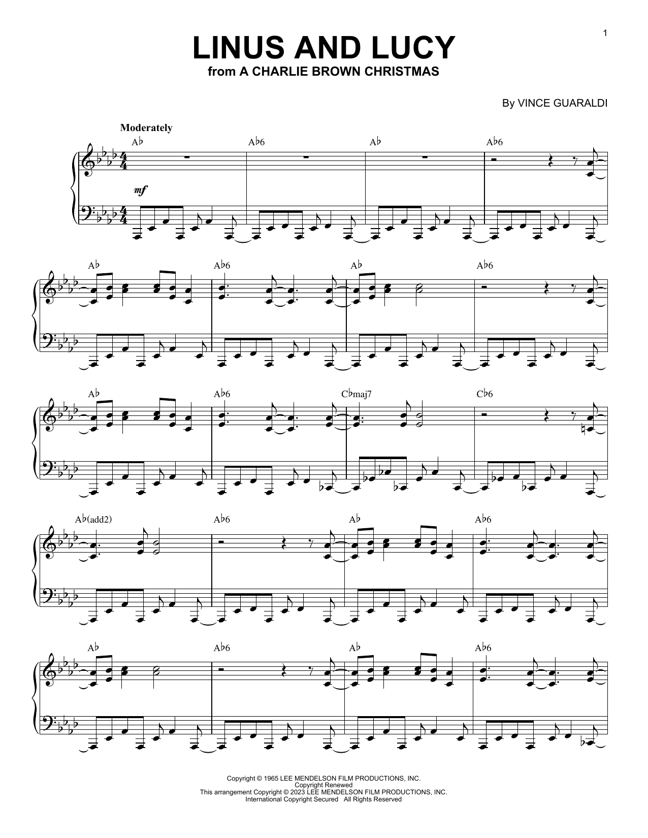 Vince Guaraldi Linus And Lucy [Jazz version] (arr. Brent Edstrom) sheet music notes and chords arranged for Piano Solo