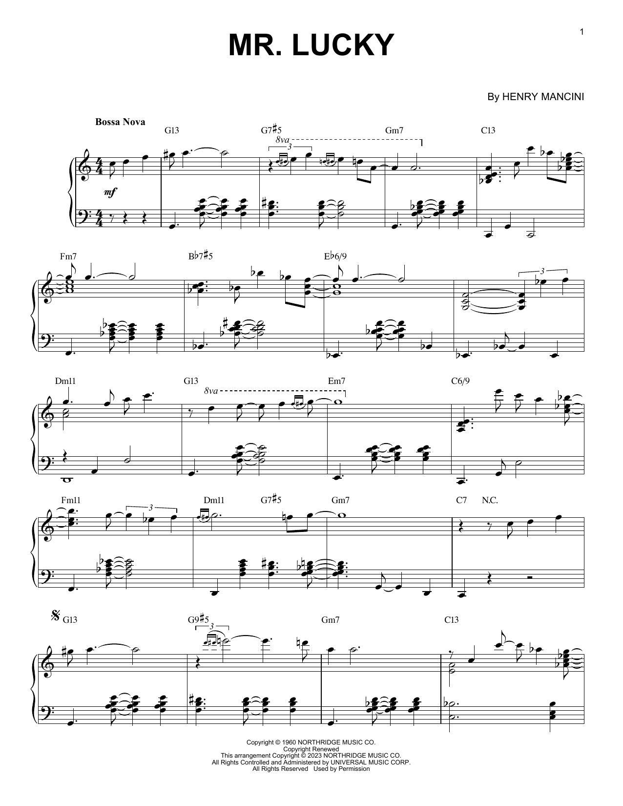 Vince Guaraldi Mr. Lucky [Jazz version] (arr. Brent Edstrom) sheet music notes and chords arranged for Piano Solo