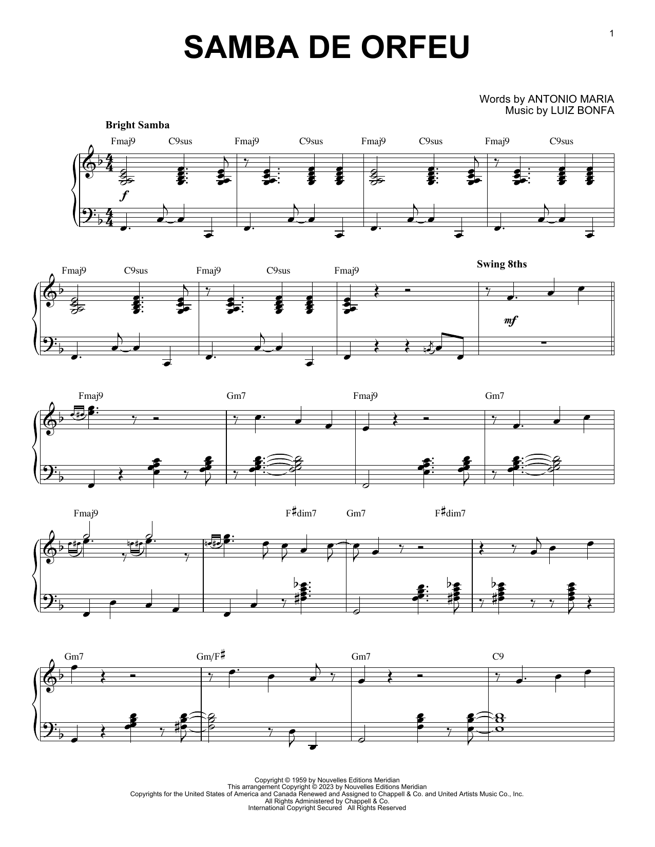 Vince Guaraldi Samba De Orfeu [Jazz version] (arr. Brent Edstrom) sheet music notes and chords arranged for Piano Solo
