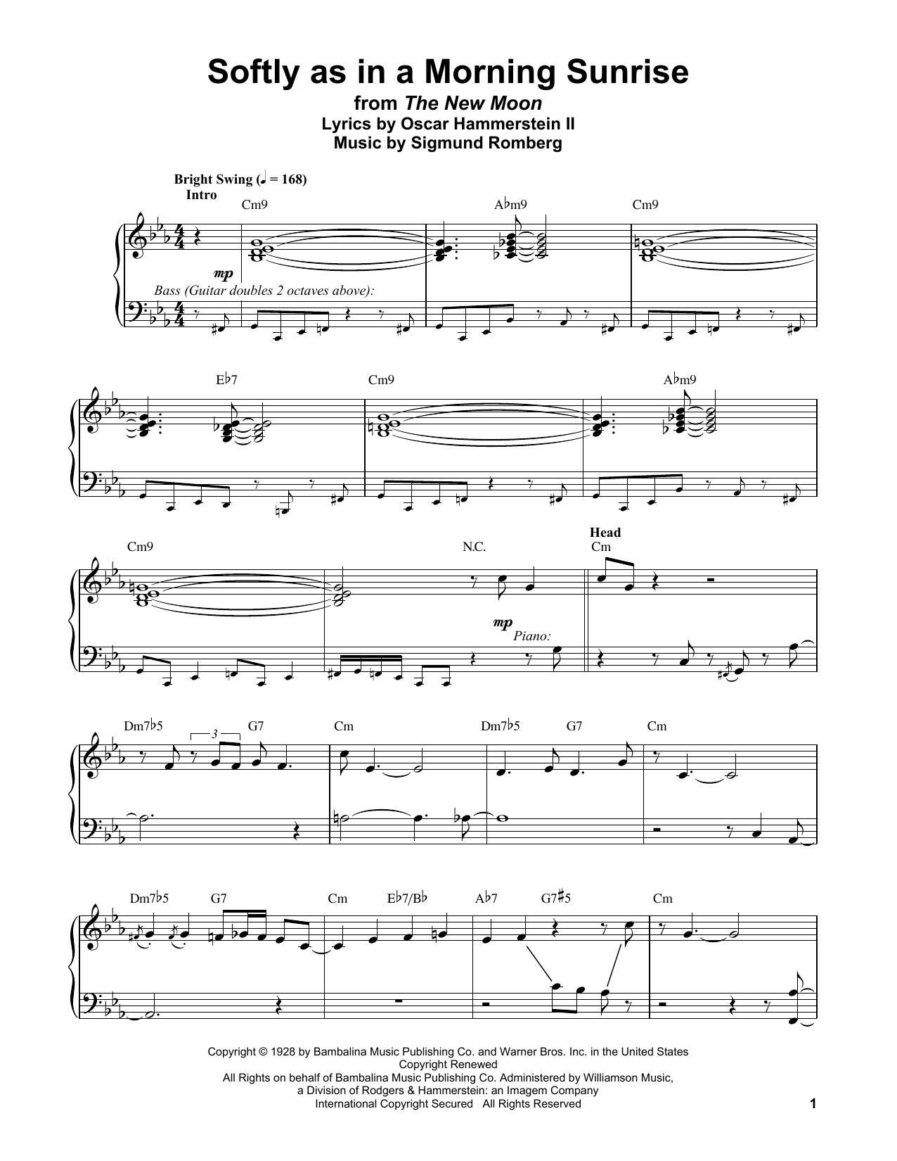 Vince Guaraldi Softly As In A Morning Sunrise sheet music notes and chords arranged for Piano Transcription