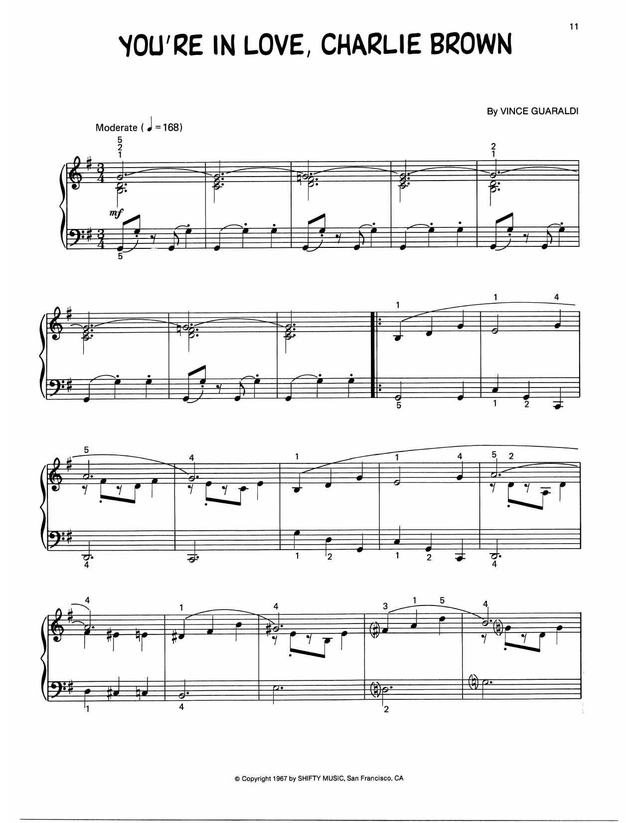 Vince Guaraldi You're In Love, Charlie Brown (arr. Lee Evans) sheet music notes and chords arranged for Piano Solo