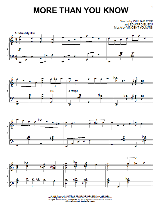 Vincent Youmans More Than You Know sheet music notes and chords arranged for Clarinet Solo