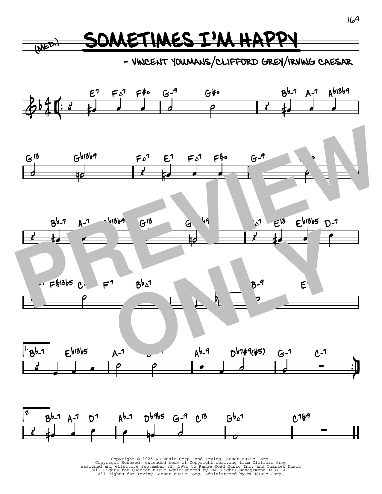Vincent Youmans Sometimes I'm Happy (arr. David Hazeltine) sheet music notes and chords arranged for Real Book – Enhanced Chords