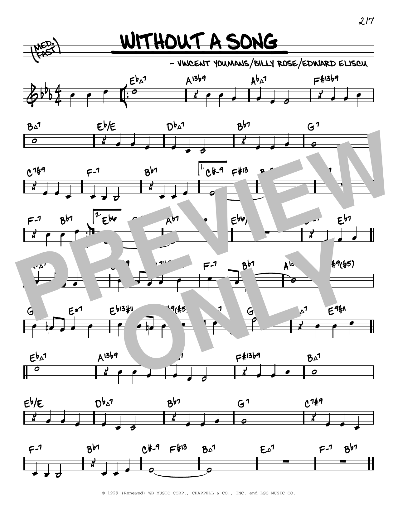 Vincent Youmans Without A Song (arr. David Hazeltine) sheet music notes and chords arranged for Real Book – Enhanced Chords