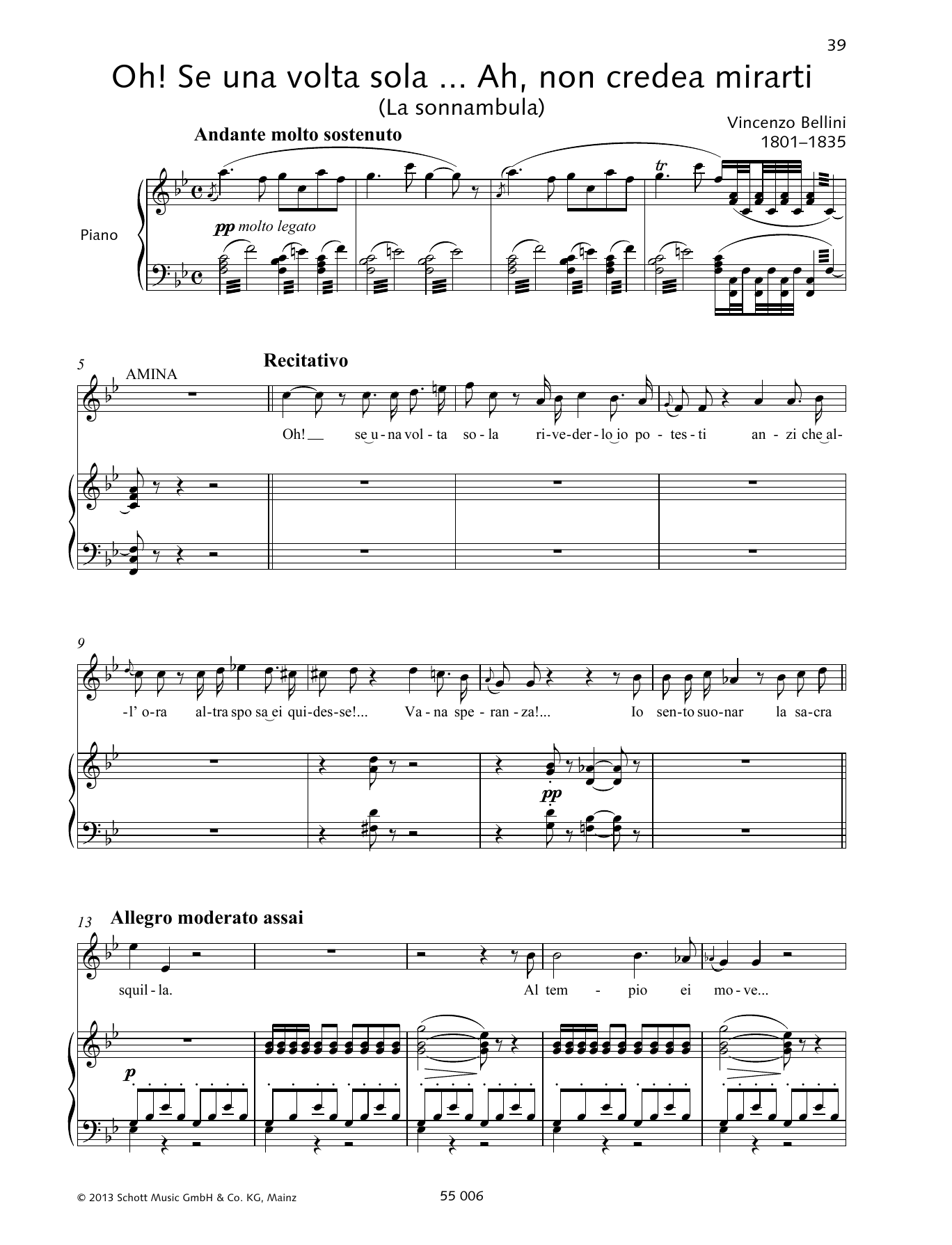 Vincenzo Bellini Ah! Non credea mirarti sheet music notes and chords arranged for Piano & Vocal