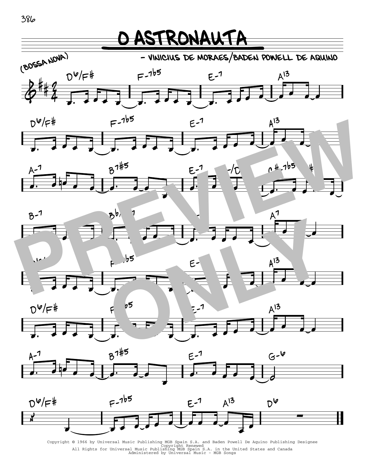 Vinicius de Moraes O Astronauta sheet music notes and chords arranged for Real Book – Melody & Chords