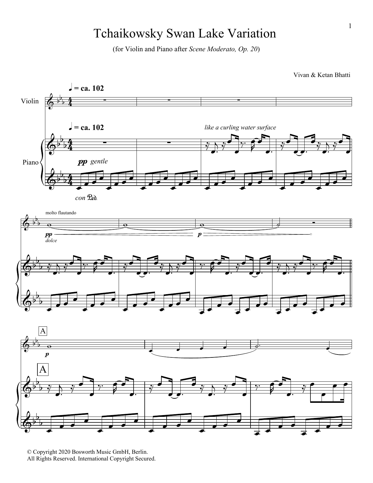 Vivan & Ketan Bhatti Tchaikowsky Swan Lake Variation sheet music notes and chords arranged for Violin and Piano