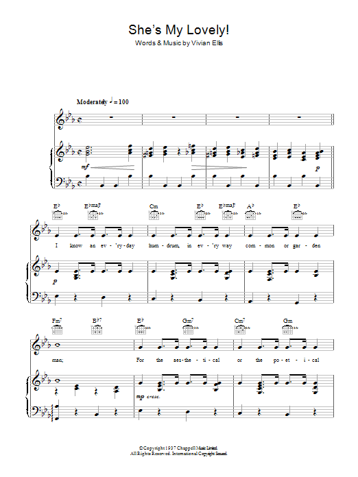 Vivian Ellis She's My Lovely sheet music notes and chords arranged for Piano, Vocal & Guitar Chords