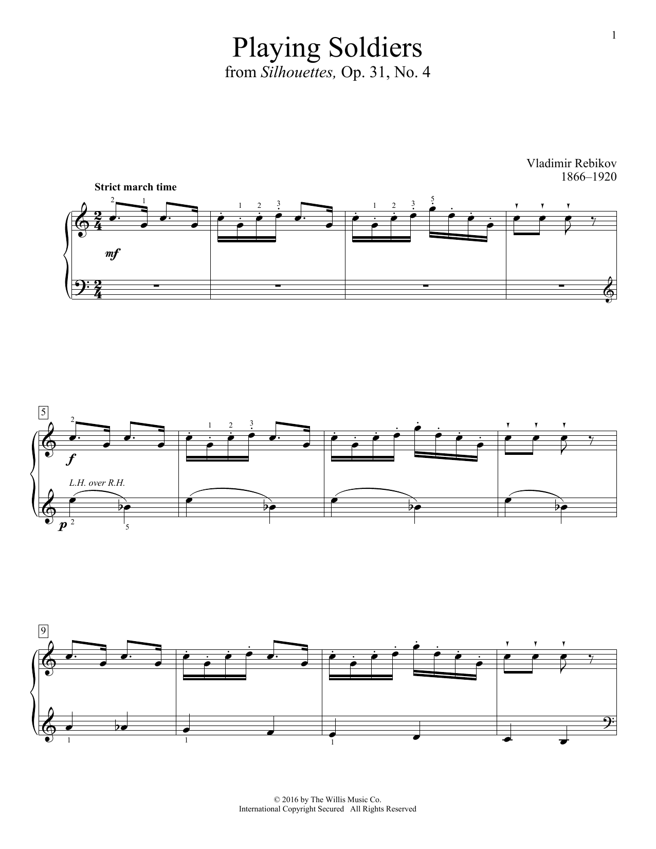 Vladimir Rebikov Playing Soldiers sheet music notes and chords arranged for Educational Piano