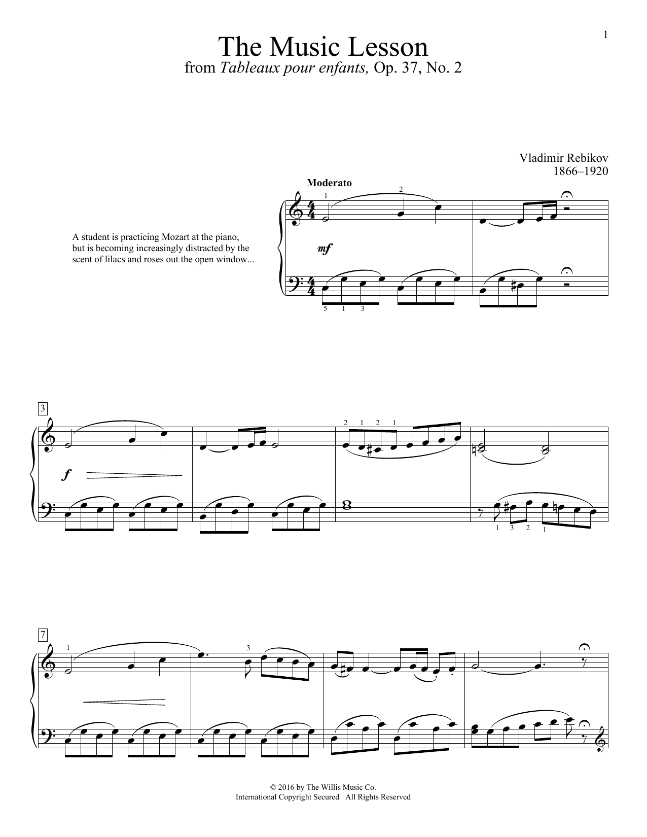 Vladimir Rebikov The Music Lesson sheet music notes and chords arranged for Educational Piano