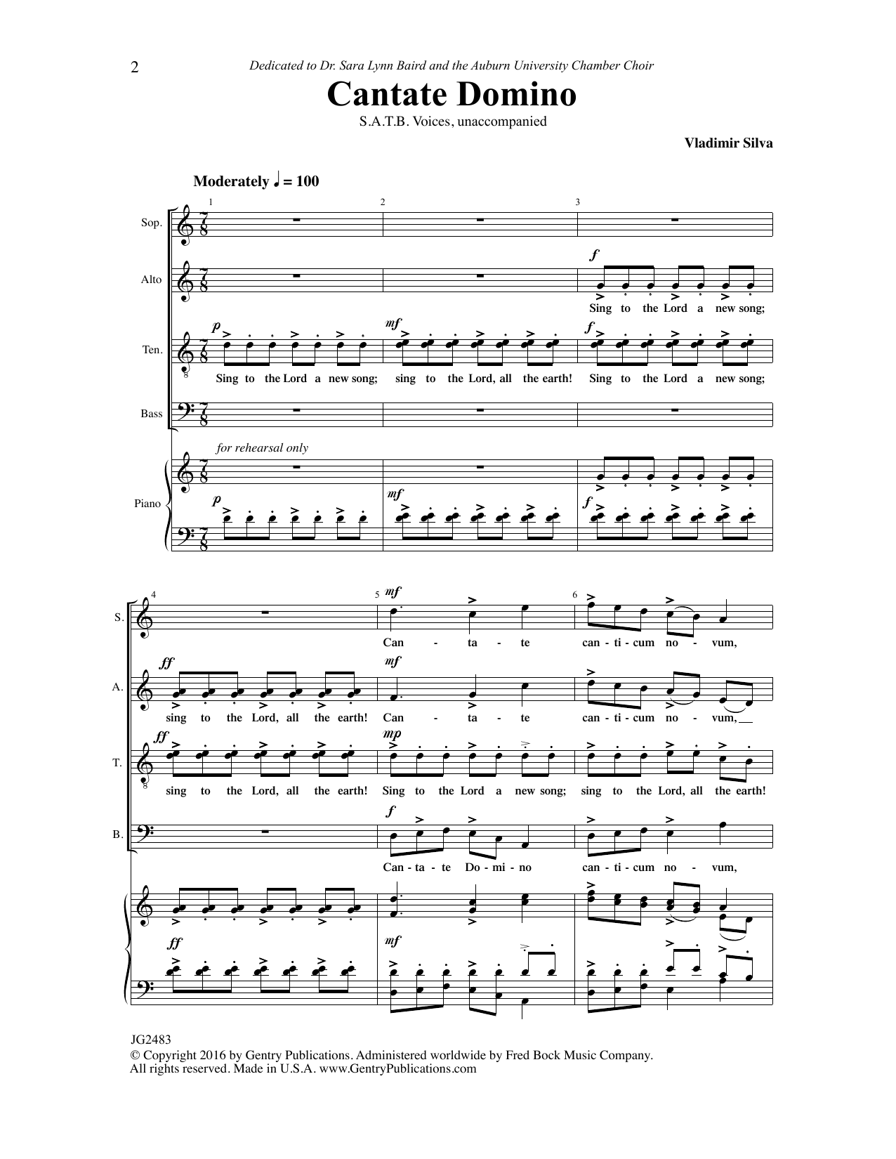 Vladimir Silva Cantate Domino sheet music notes and chords arranged for SATB Choir