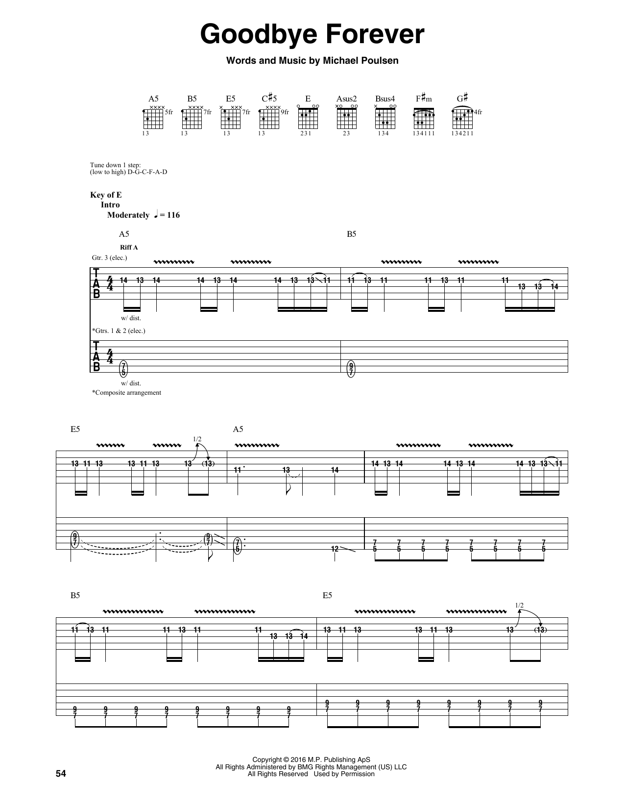 Volbeat Goodbye Forever sheet music notes and chords arranged for Guitar Rhythm Tab