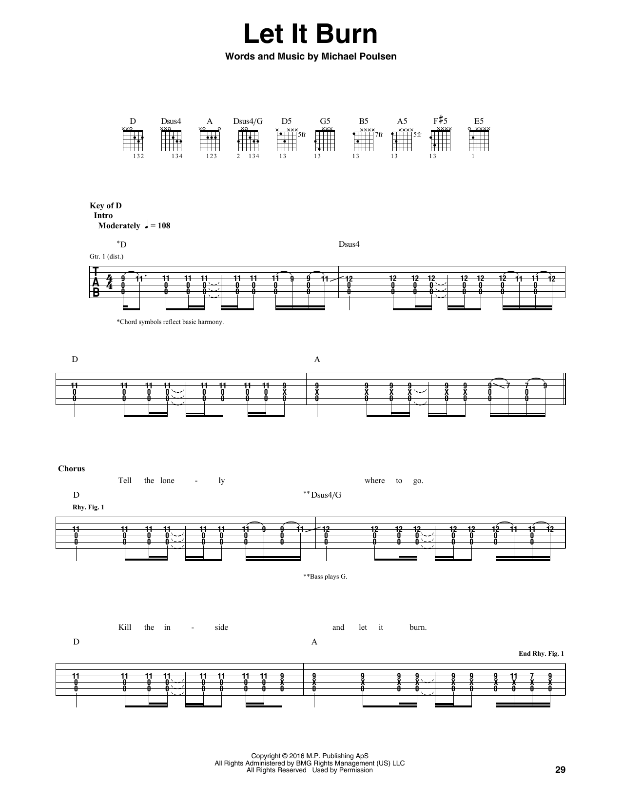Volbeat Let It Burn sheet music notes and chords arranged for Guitar Rhythm Tab