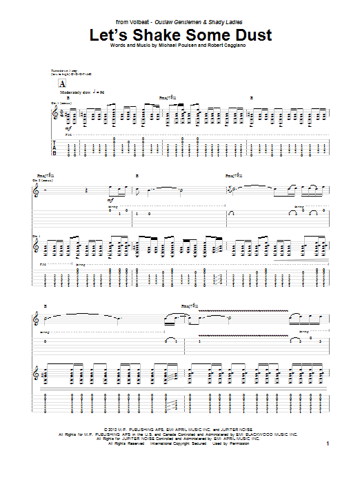 Volbeat Let's Shake Some Dust sheet music notes and chords arranged for Guitar Tab