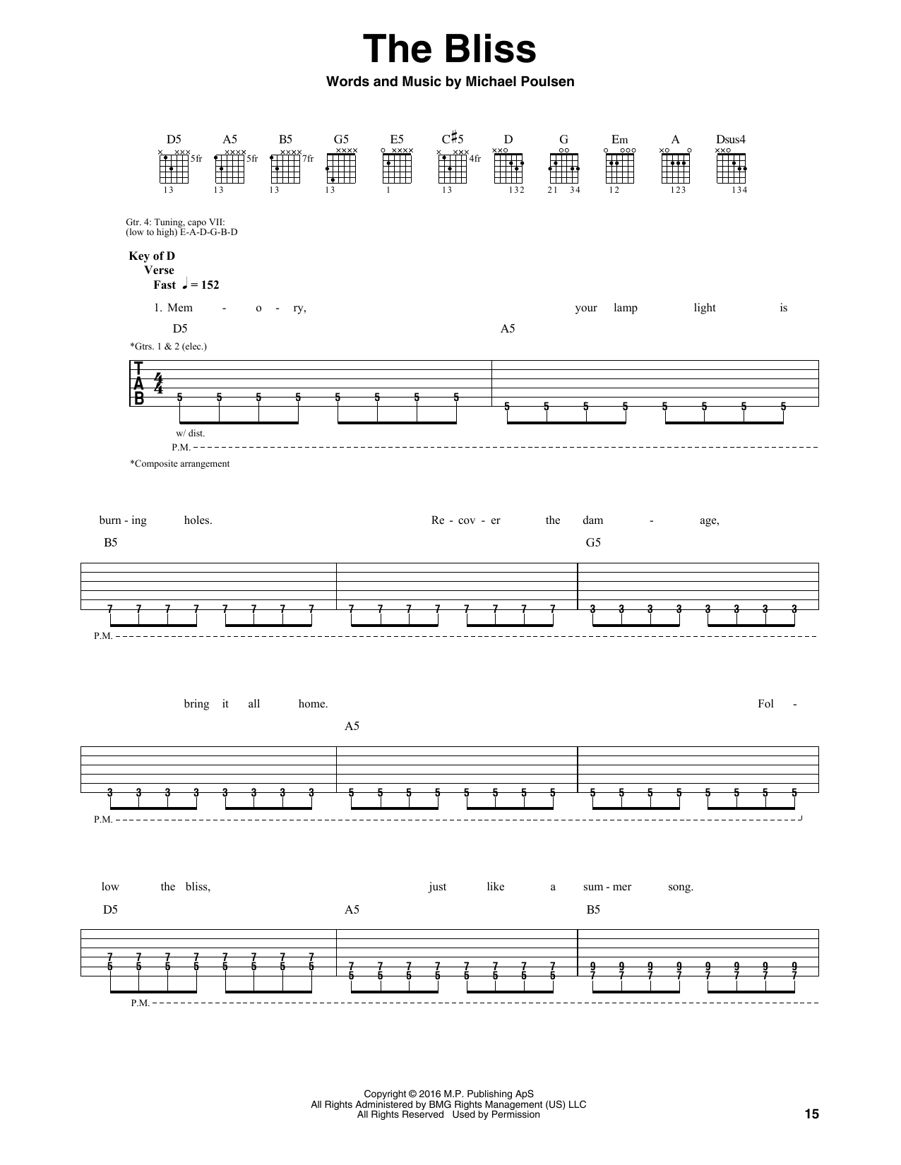 Volbeat The Bliss sheet music notes and chords arranged for Guitar Rhythm Tab