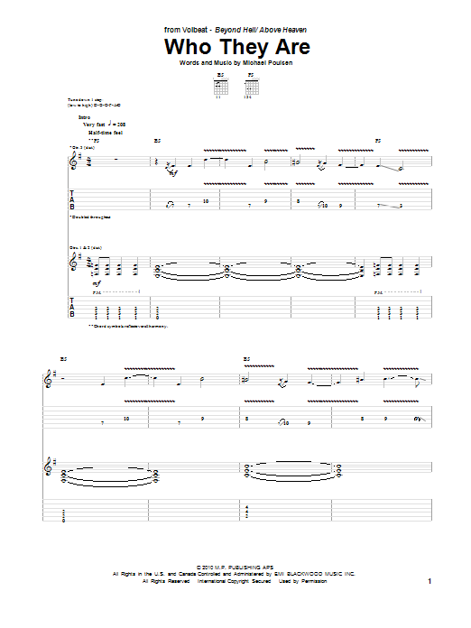 Volbeat Who They Are sheet music notes and chords arranged for Guitar Tab