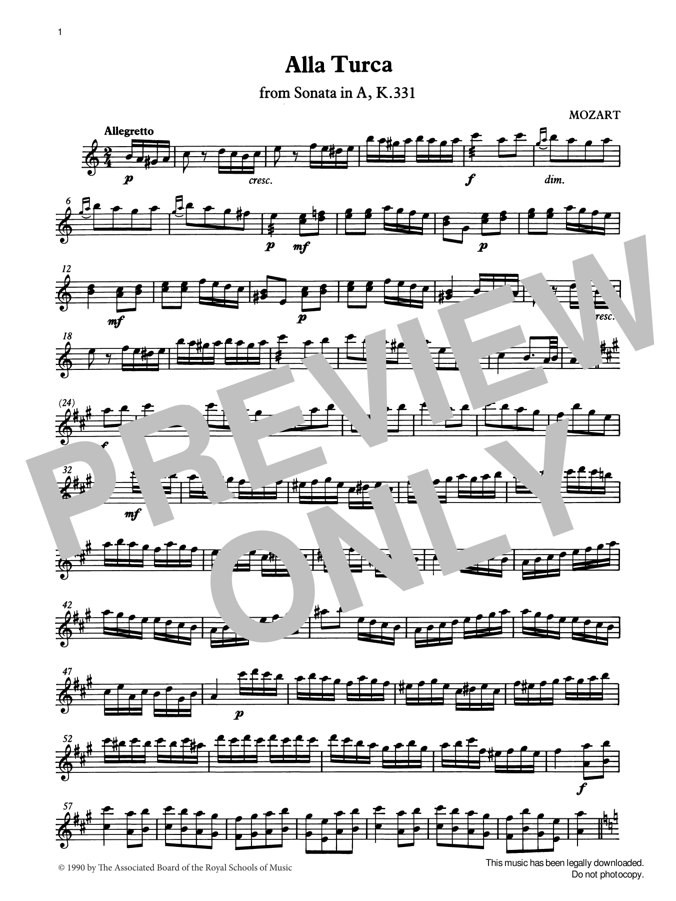 W. A. Mozart Alla Turca (score & part) from Graded Music for Tuned Percussion, Book IV sheet music notes and chords arranged for Percussion Solo