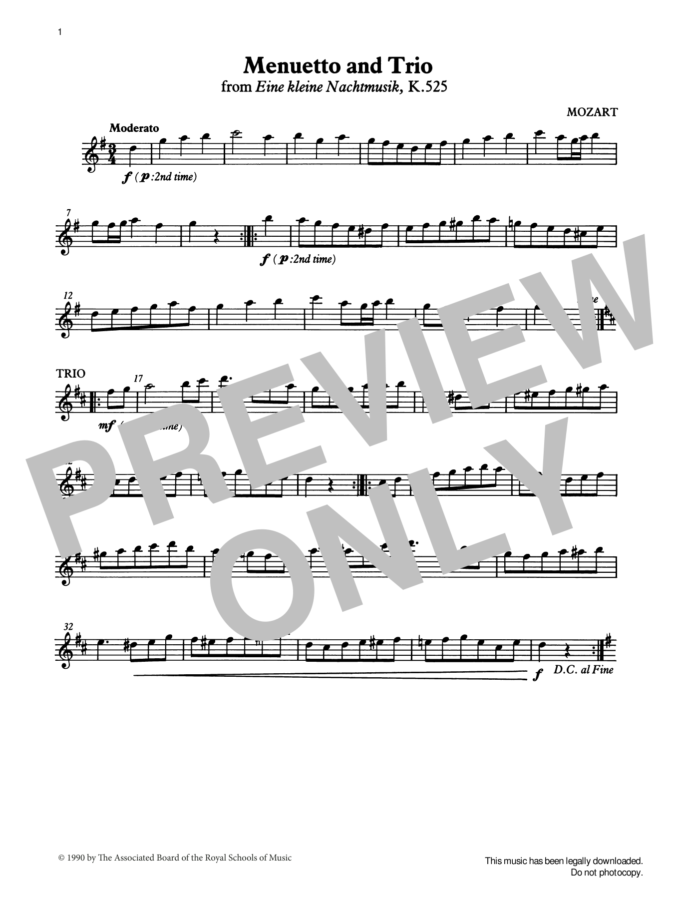 W. A. Mozart Menuetto and Trio (score & part) from Graded Music for Tuned Percussion, Book II sheet music notes and chords arranged for Percussion Solo