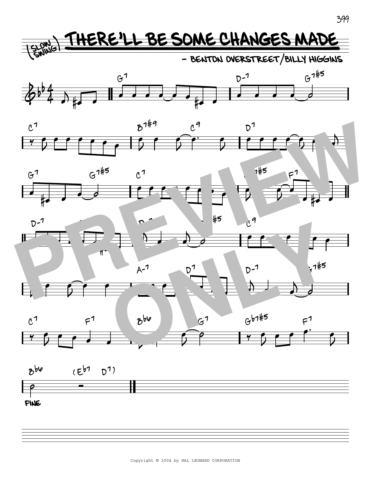 W. Benton Overstreet There'll Be Some Changes Made [Reharmonized version] (arr. Jack Grassel) sheet music notes and chords arranged for Real Book – Melody & Chords