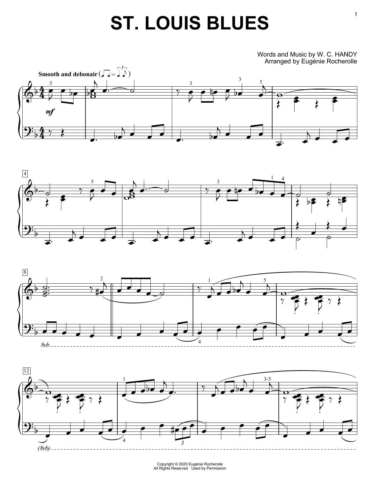 W. C. Handy St. Louis Blues [Boogie-woogie version] (arr. Eugénie Rocherolle) sheet music notes and chords arranged for Piano Solo