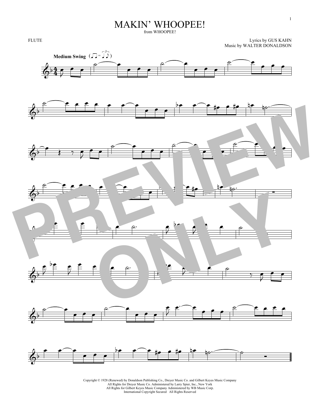 Walter Donaldson Makin' Whoopee! sheet music notes and chords arranged for Tenor Sax Solo