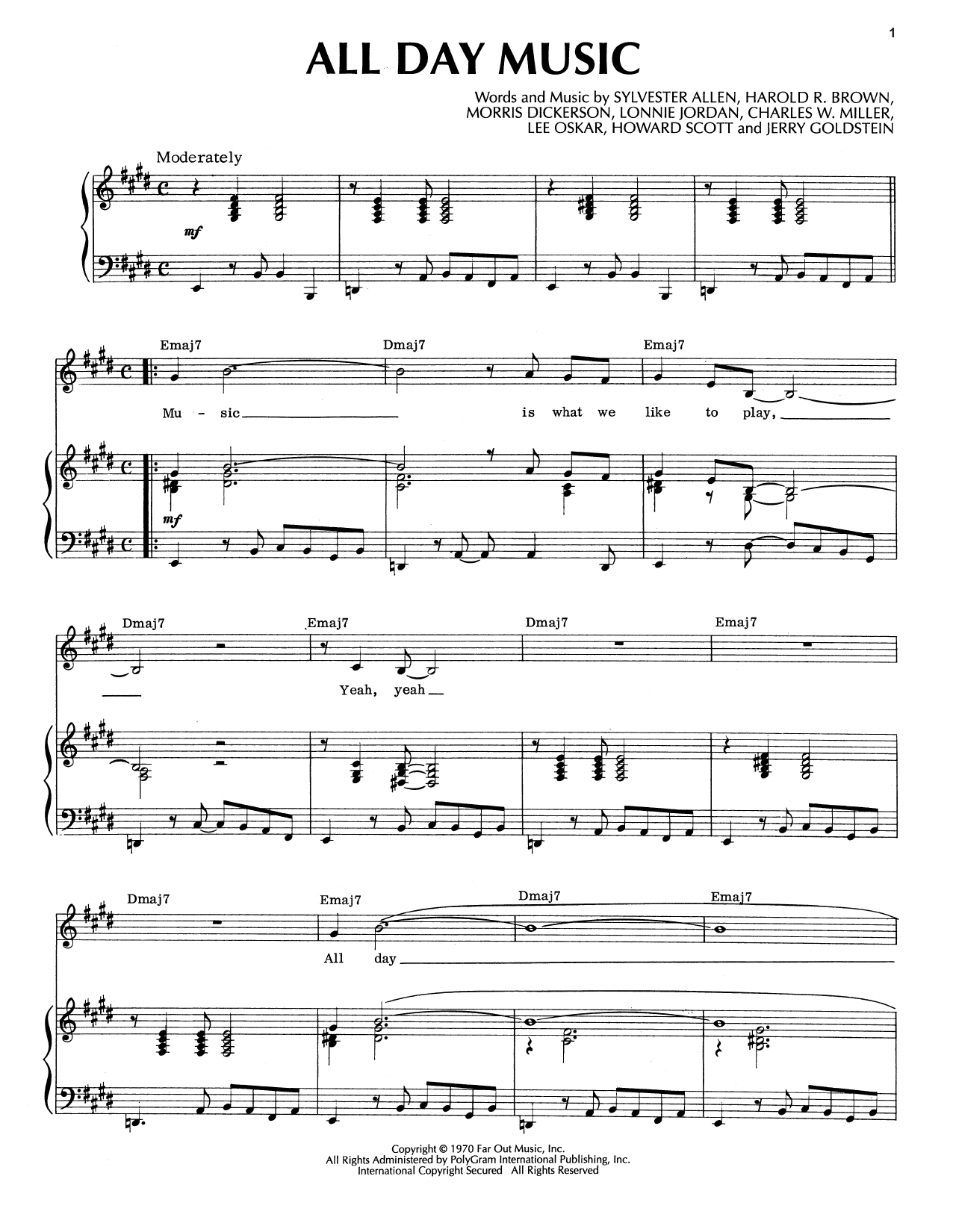 War All Day Music sheet music notes and chords arranged for Piano, Vocal & Guitar Chords (Right-Hand Melody)