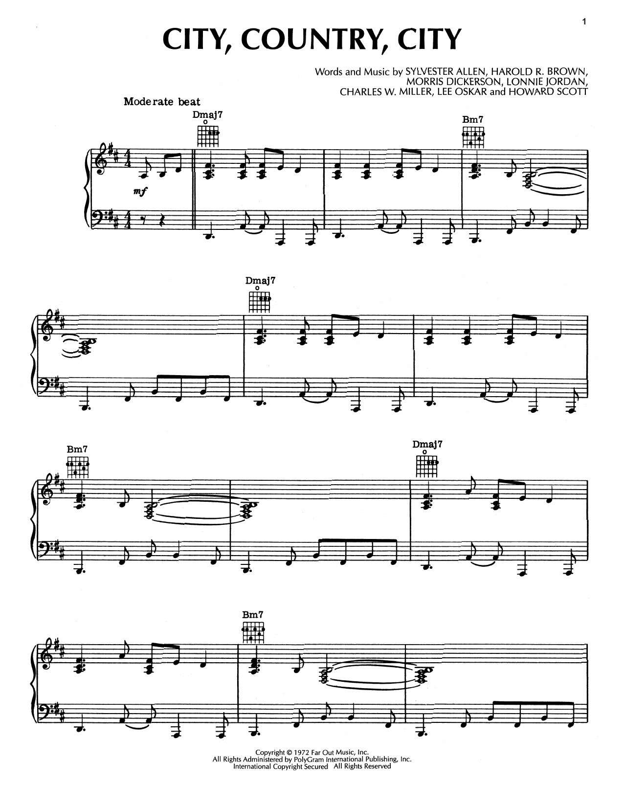 War City, Country, City sheet music notes and chords arranged for Piano, Vocal & Guitar Chords (Right-Hand Melody)