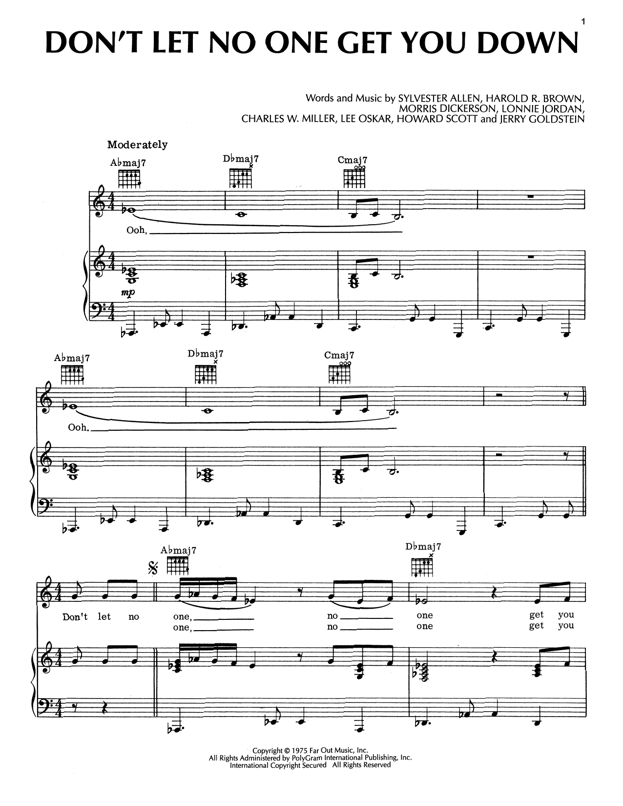 War Don't Let No One Get You Down sheet music notes and chords arranged for Piano, Vocal & Guitar Chords (Right-Hand Melody)