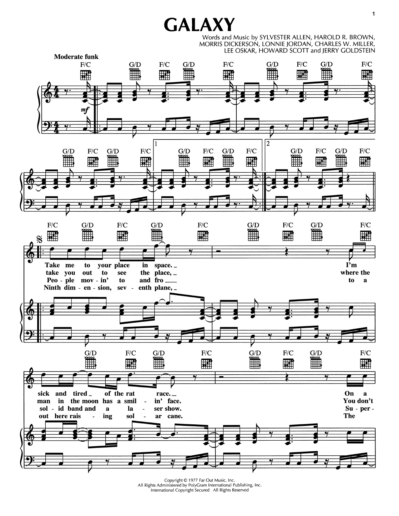 War Galaxy sheet music notes and chords arranged for Piano, Vocal & Guitar Chords (Right-Hand Melody)