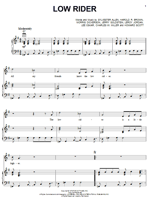 War Low Rider sheet music notes and chords arranged for Easy Bass Tab