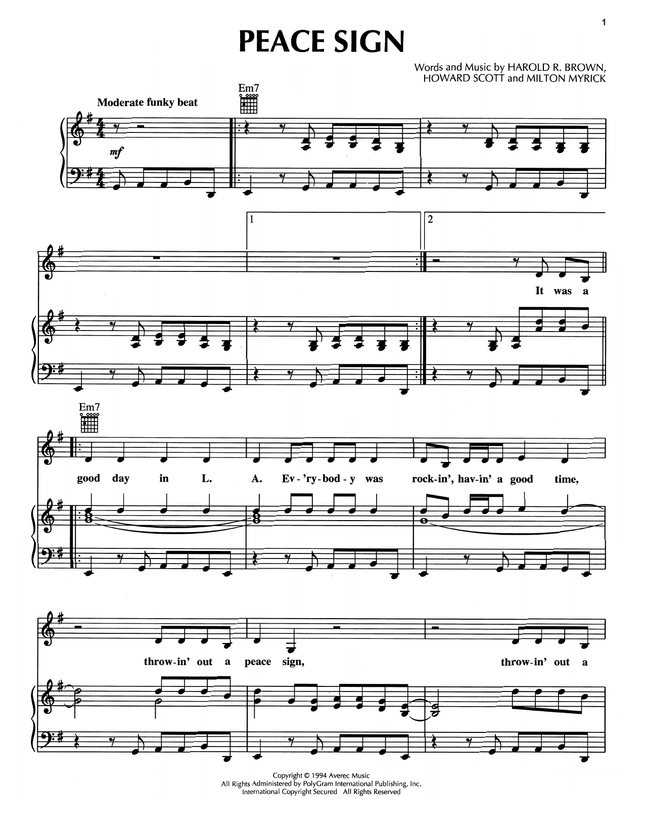 War Peace Sign sheet music notes and chords arranged for Piano, Vocal & Guitar Chords (Right-Hand Melody)