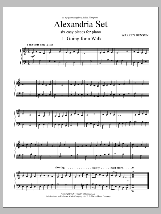 Warren Benson Alexandria Set sheet music notes and chords arranged for Piano Solo