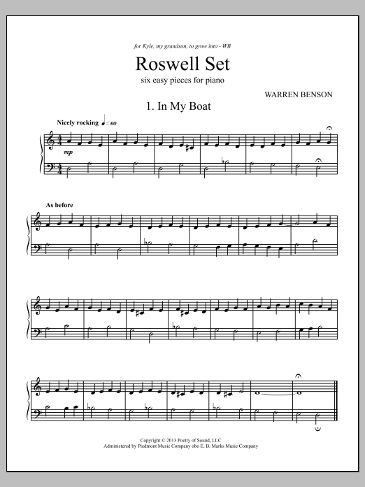 Warren Benson Roswell Set sheet music notes and chords arranged for Piano Solo