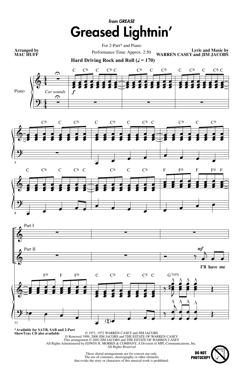 Warren Casey and Jim Jacobs Greased Lightnin' (from Grease) (arr. Mac Huff) sheet music notes and chords arranged for 2-Part Choir
