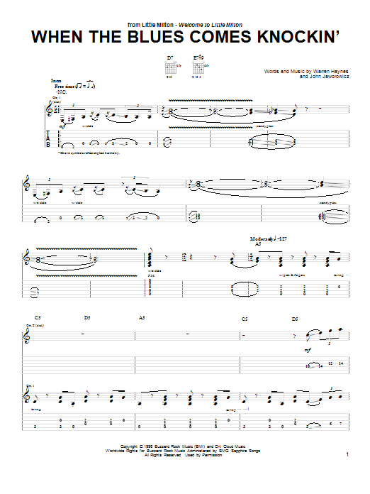 Warren Haynes When The Blues Comes Knockin' sheet music notes and chords arranged for Guitar Tab