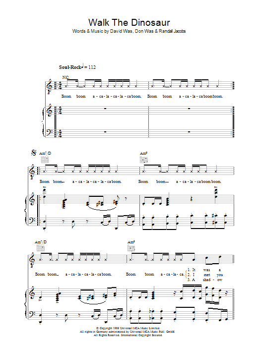 Was (Not Was) Walk The Dinosaur sheet music notes and chords arranged for Piano, Vocal & Guitar Chords