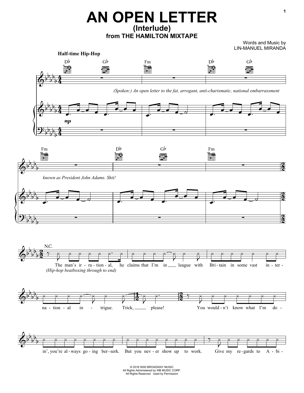 Watsky, Shockwave An Open Letter (Interlude) sheet music notes and chords arranged for Piano, Vocal & Guitar Chords (Right-Hand Melody)