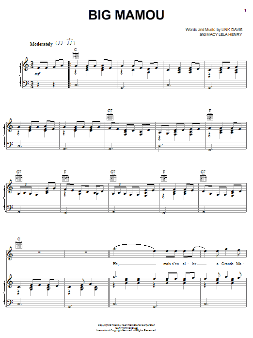 Waylon Jennings Big Mamou sheet music notes and chords arranged for Piano, Vocal & Guitar Chords (Right-Hand Melody)