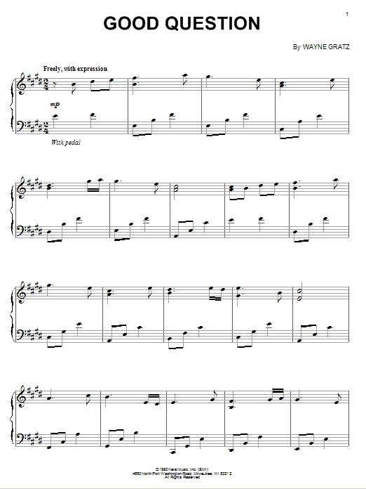 Wayne Gratz Good Question sheet music notes and chords arranged for Piano Solo