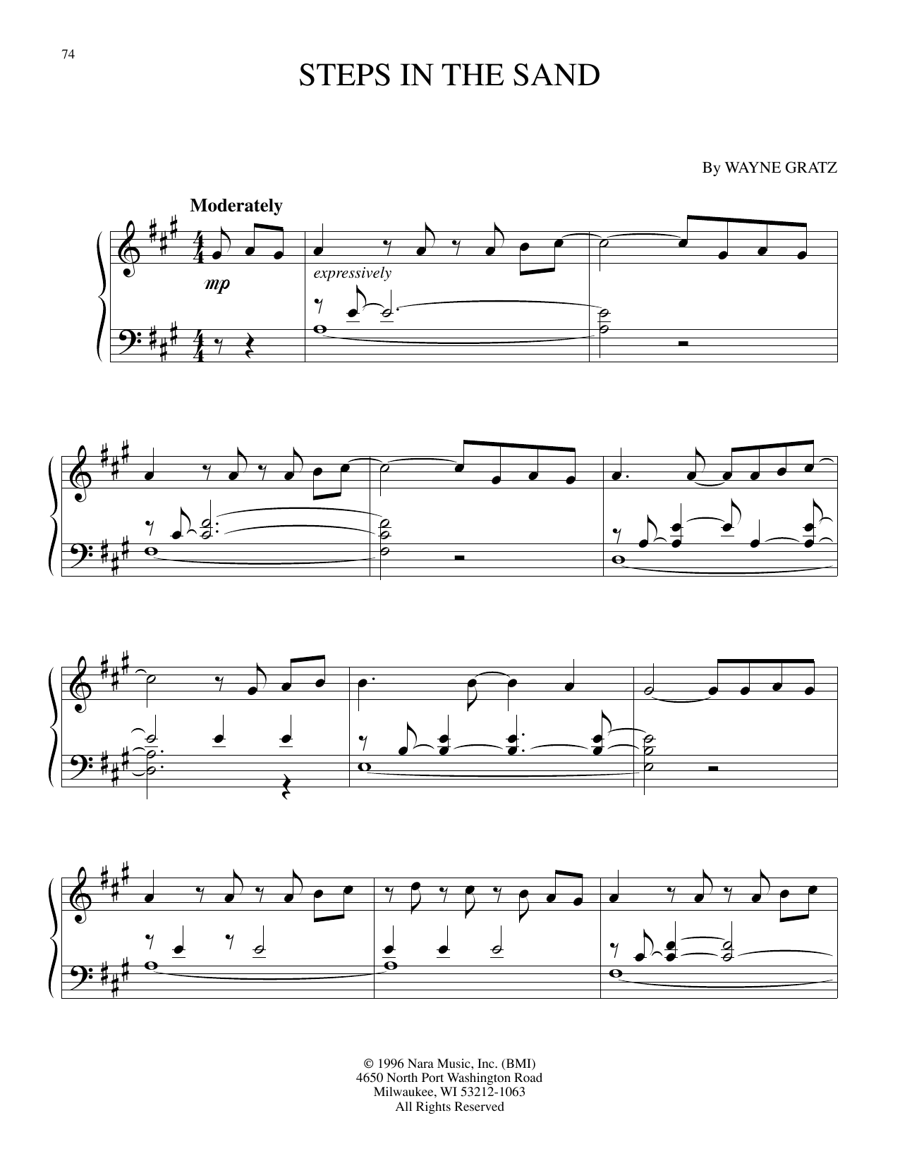 Wayne Gratz Steps In The Sand sheet music notes and chords arranged for Piano Solo