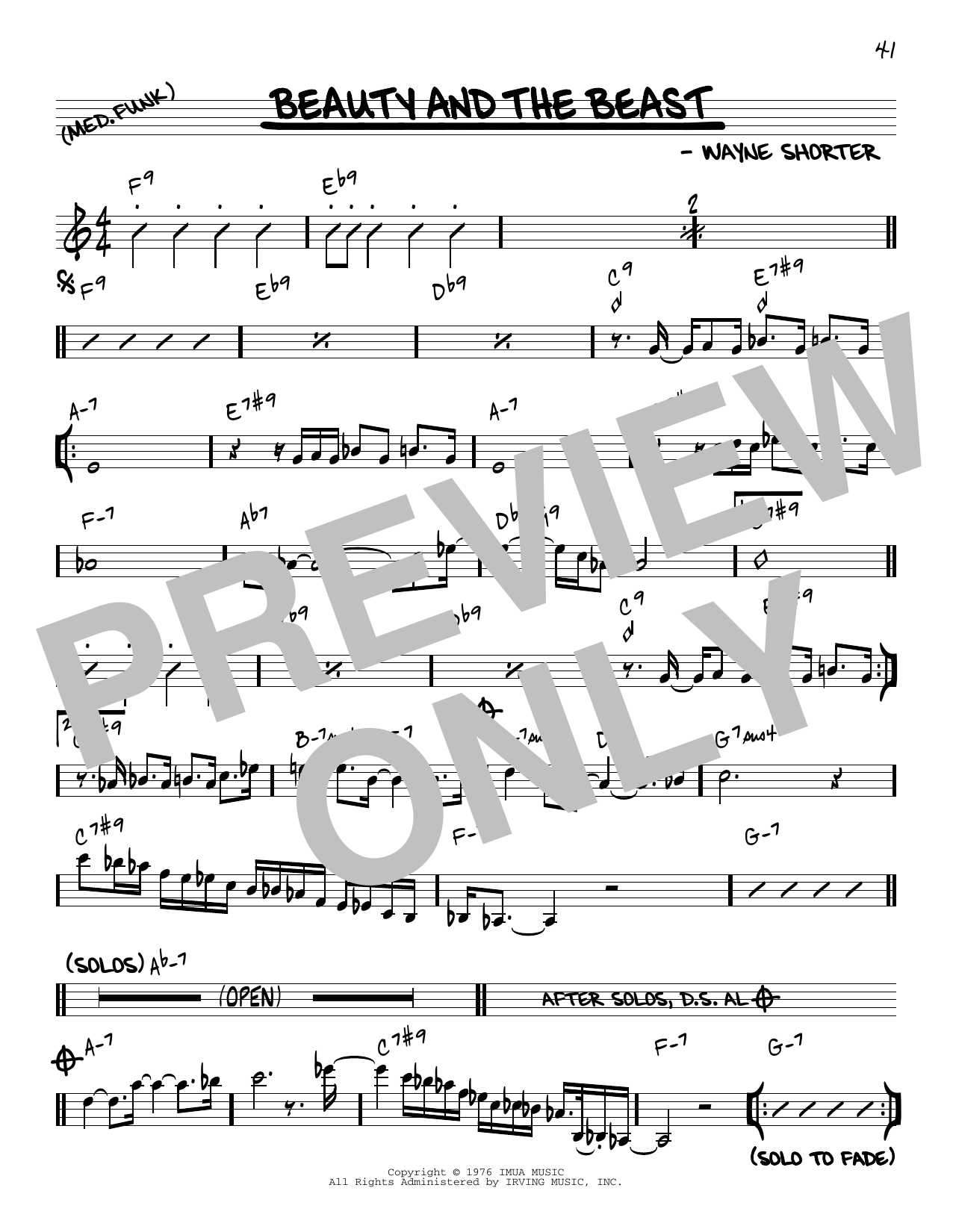 Wayne Shorter Beauty And The Beast [Reharmonized version] (arr. Jack Grassel) sheet music notes and chords arranged for Real Book – Melody & Chords