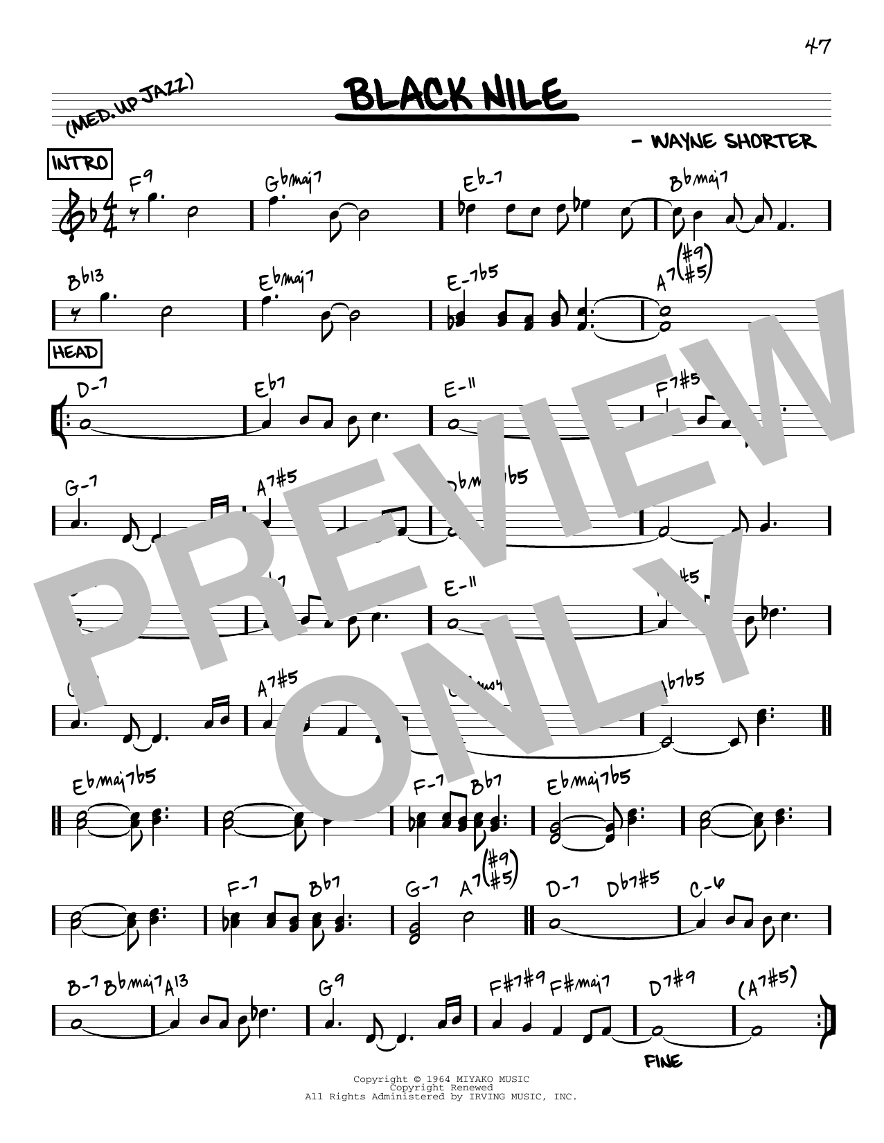 Wayne Shorter Black Nile [Reharmonized version] (arr. Jack Grassel) sheet music notes and chords arranged for Real Book – Melody & Chords