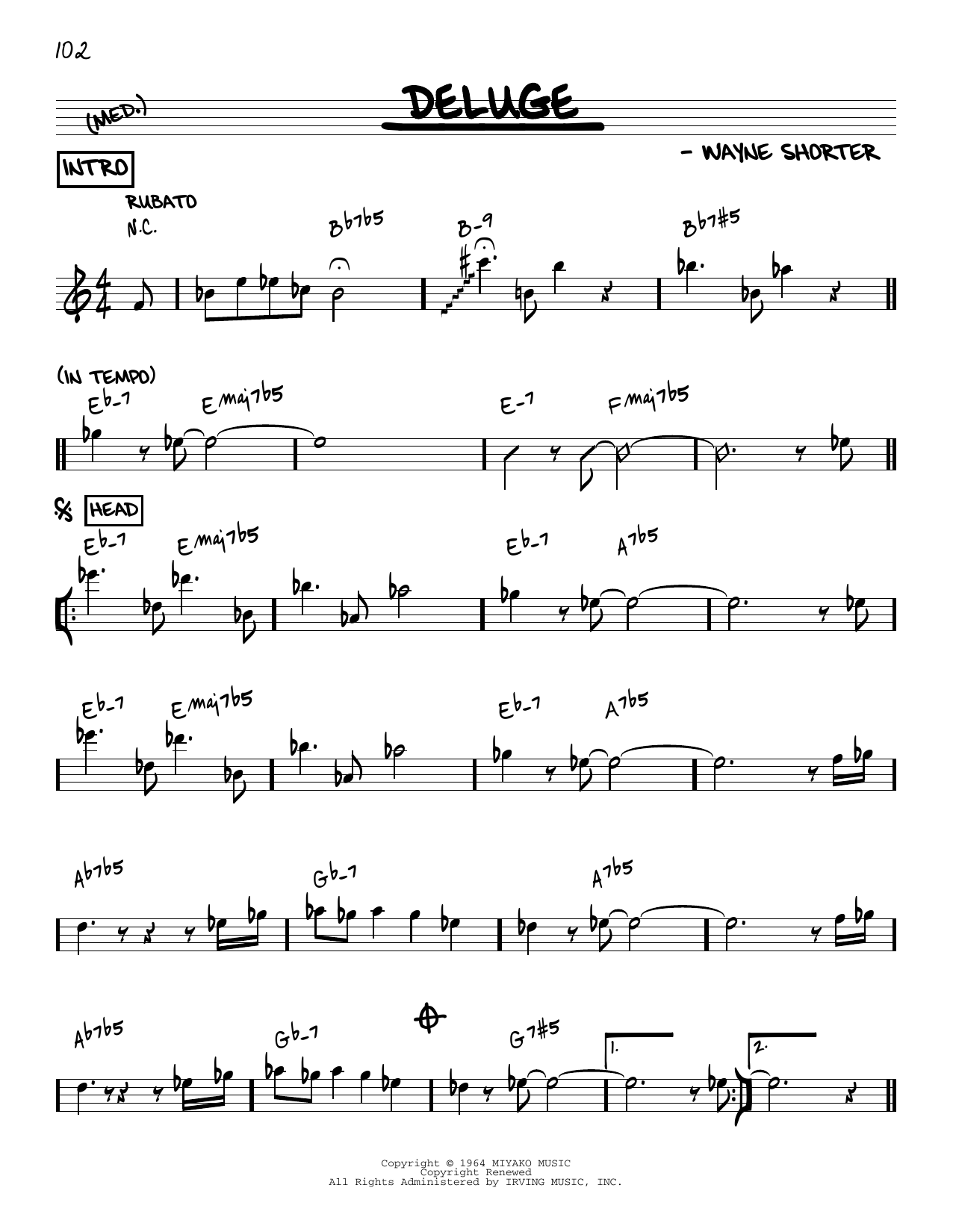 Wayne Shorter Deluge [Reharmonized version] (arr. Jack Grassel) sheet music notes and chords arranged for Real Book – Melody & Chords