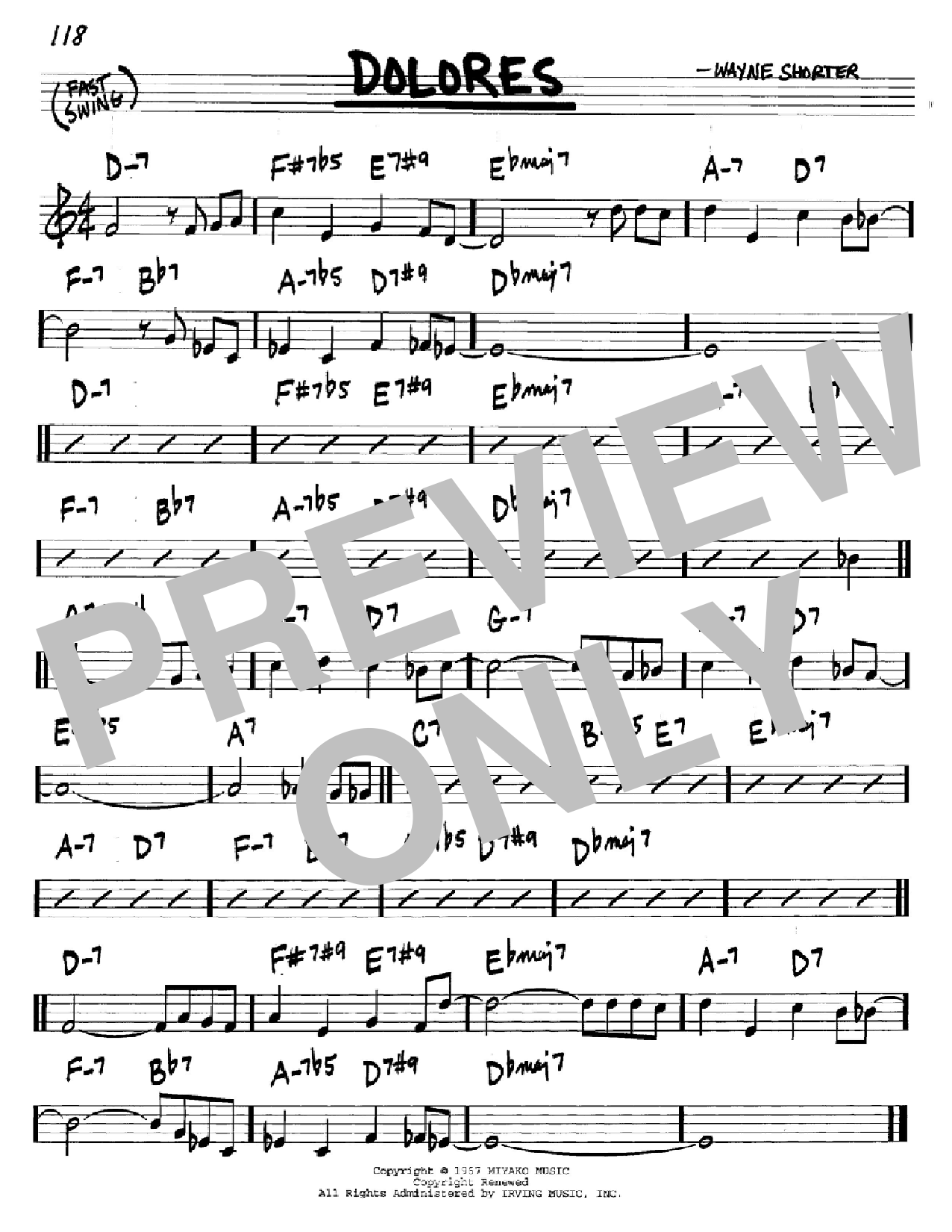 Wayne Shorter Dolores sheet music notes and chords arranged for Real Book – Melody & Chords – C Instruments