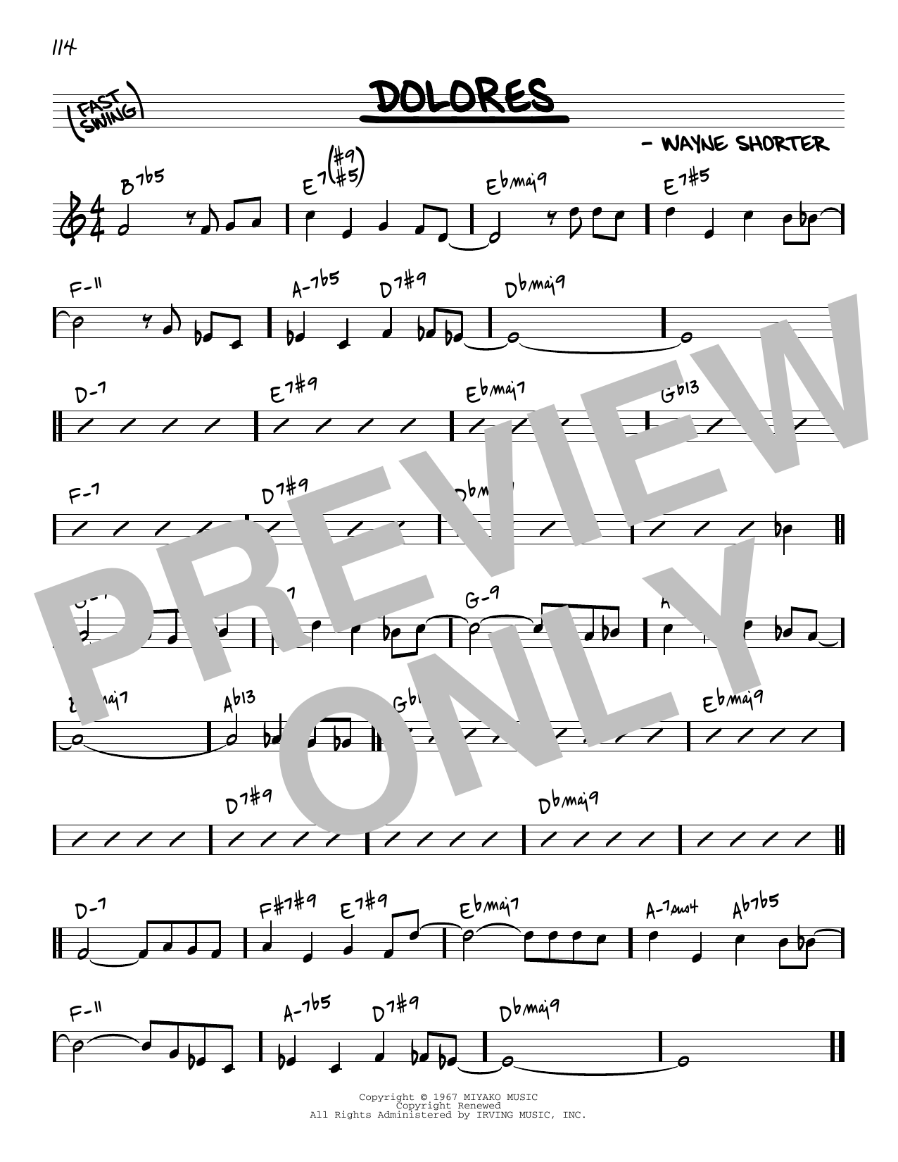Wayne Shorter Dolores [Reharmonized version] (arr. Jack Grassel) sheet music notes and chords arranged for Real Book – Melody & Chords