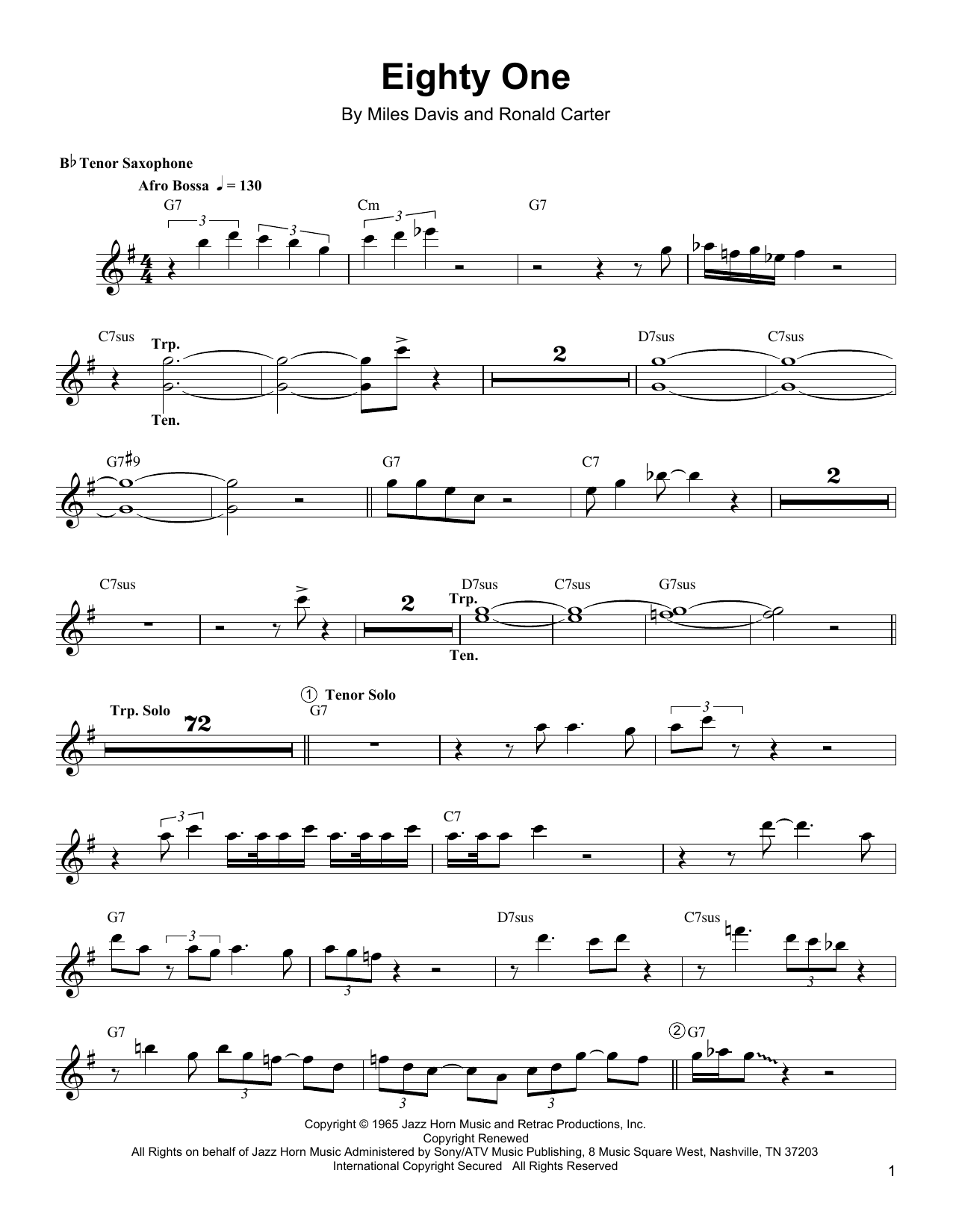 Wayne Shorter Eighty One sheet music notes and chords arranged for Tenor Sax Transcription